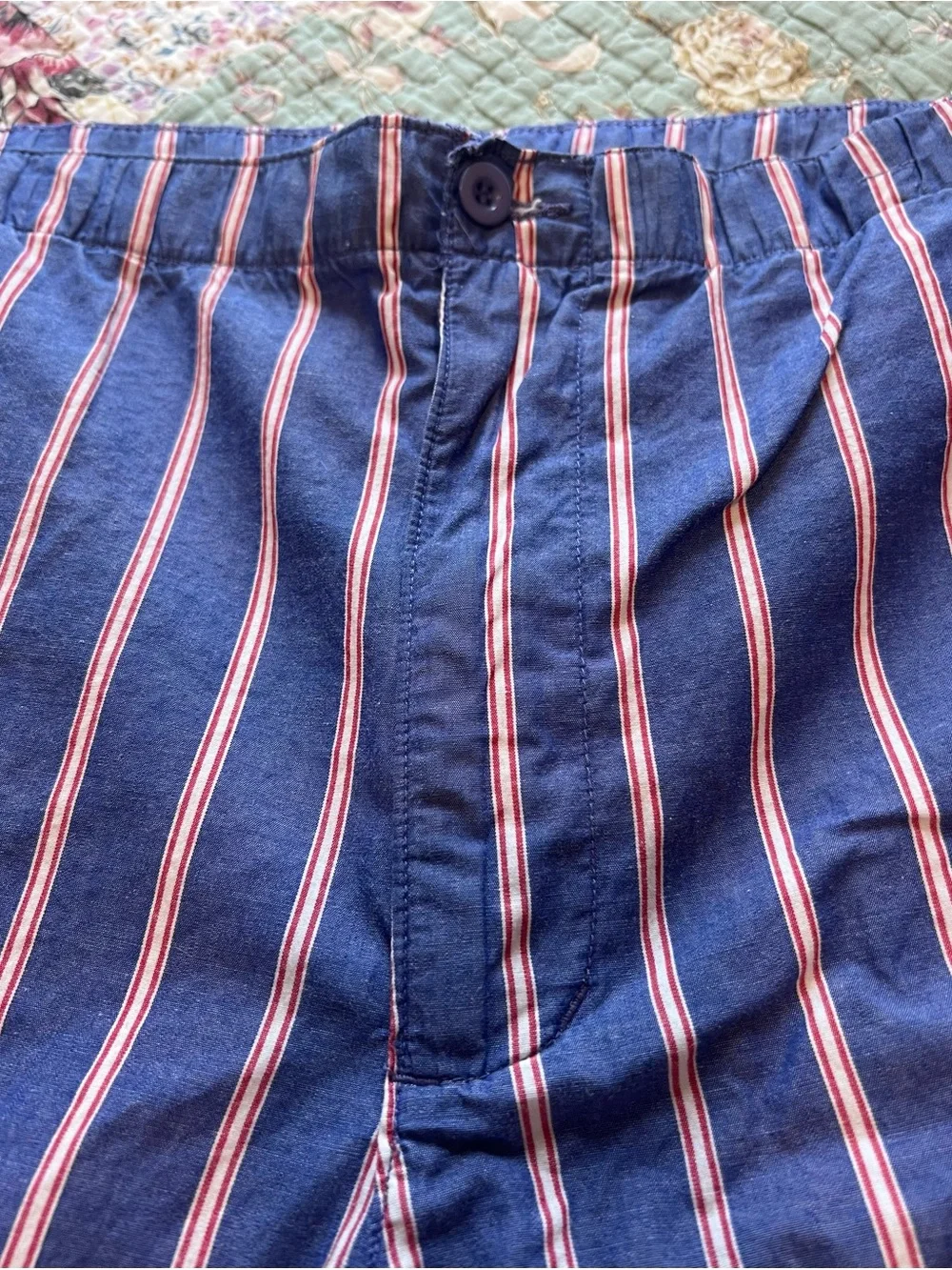 Vintage 90s J. Crew Striped Cotton Shorts Blue Pink White Size L